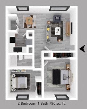 2-bedroom floor plan.